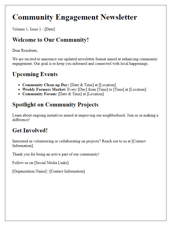 Letter template of updated newsletter format for community engagement