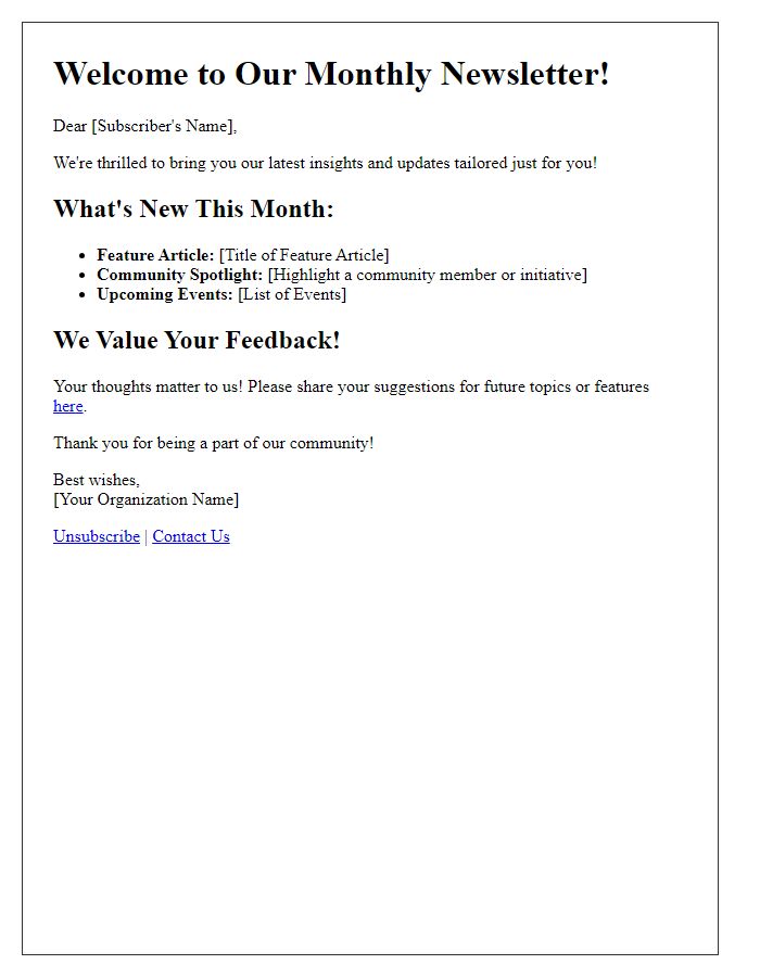 Letter template of audience-driven newsletter experiences