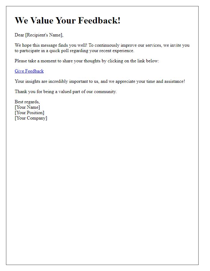 Letter template of interactive feedback invitation through polls.