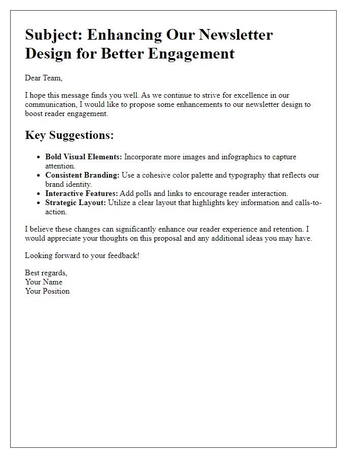 Letter template of enhancing newsletter design for better engagement