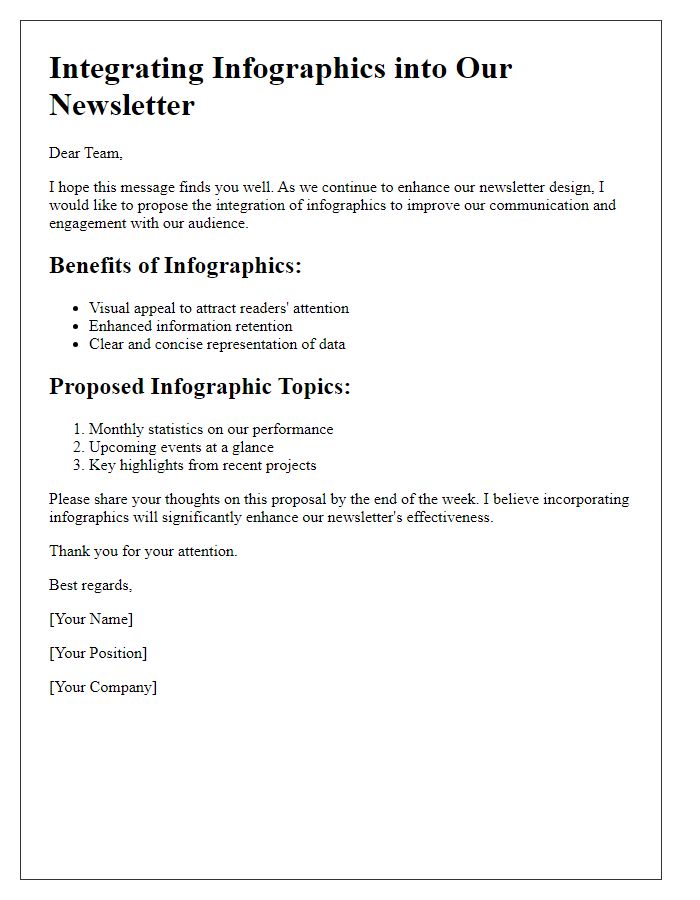 Letter template of integrating infographics into newsletter design.