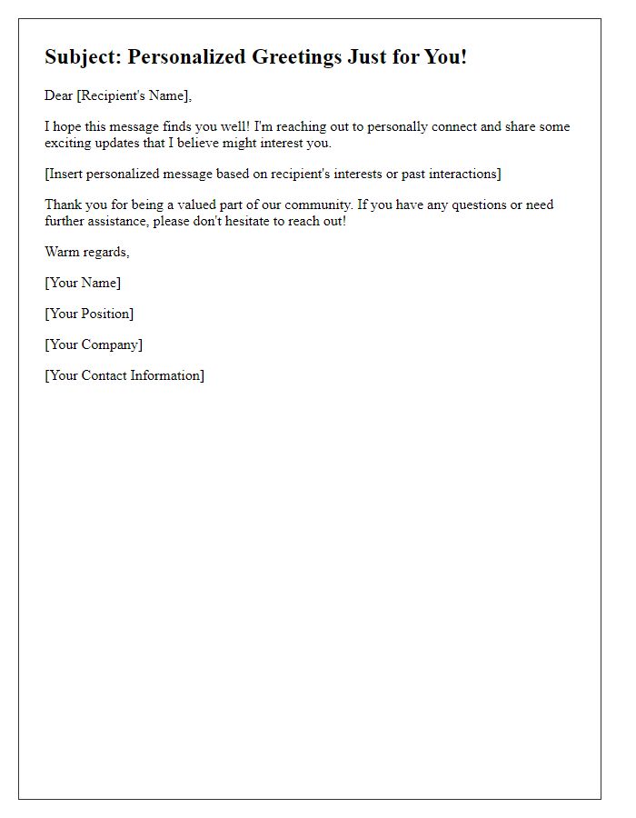 Letter template of individualized greetings for email recipients