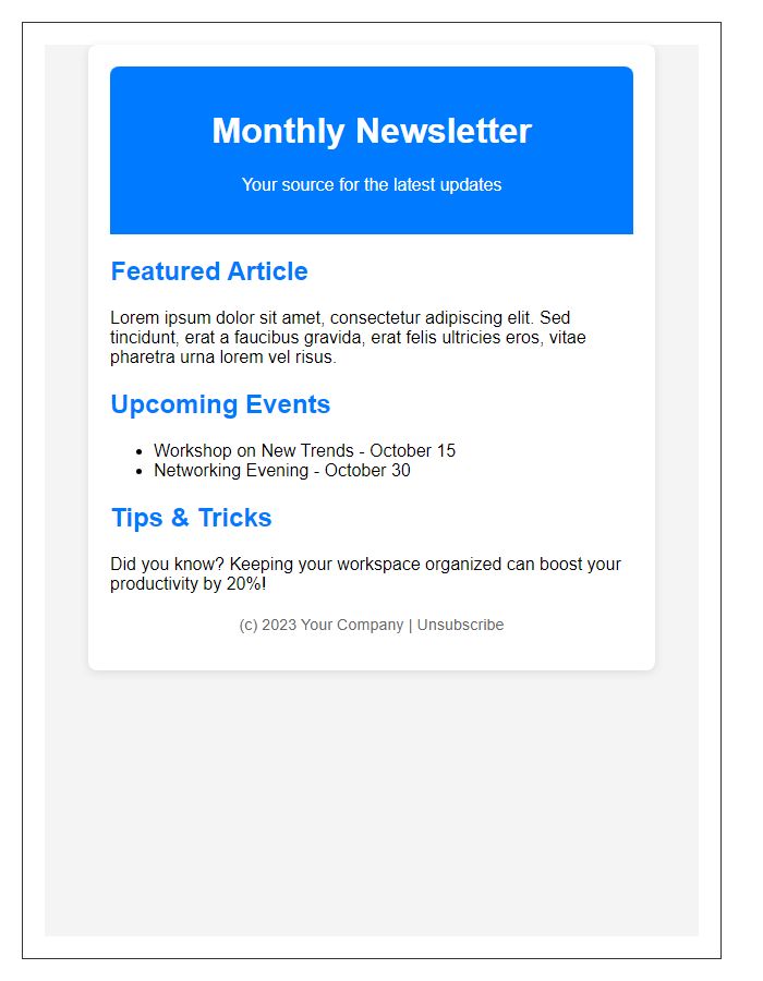 Letter template of a visually appealing newsletter layout to enhance engagement