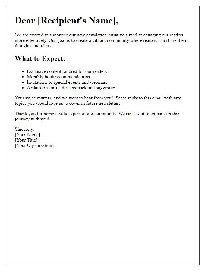 Letter template of Engaging Readers with Newsletter Initiatives