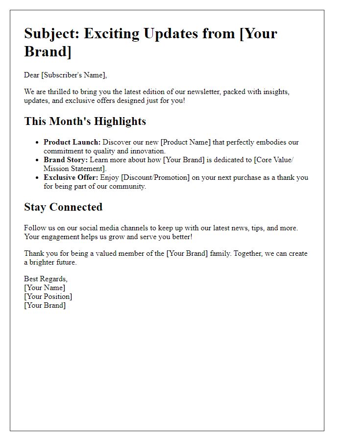 Letter template of utilizing newsletters for cohesive brand messaging.