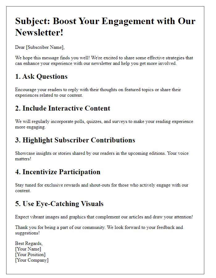 Letter template of effective tactics for boosting newsletter interaction