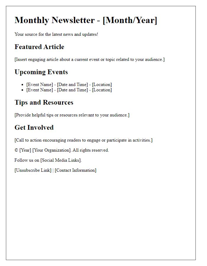 Letter template of effective newsletter solutions for information dissemination.