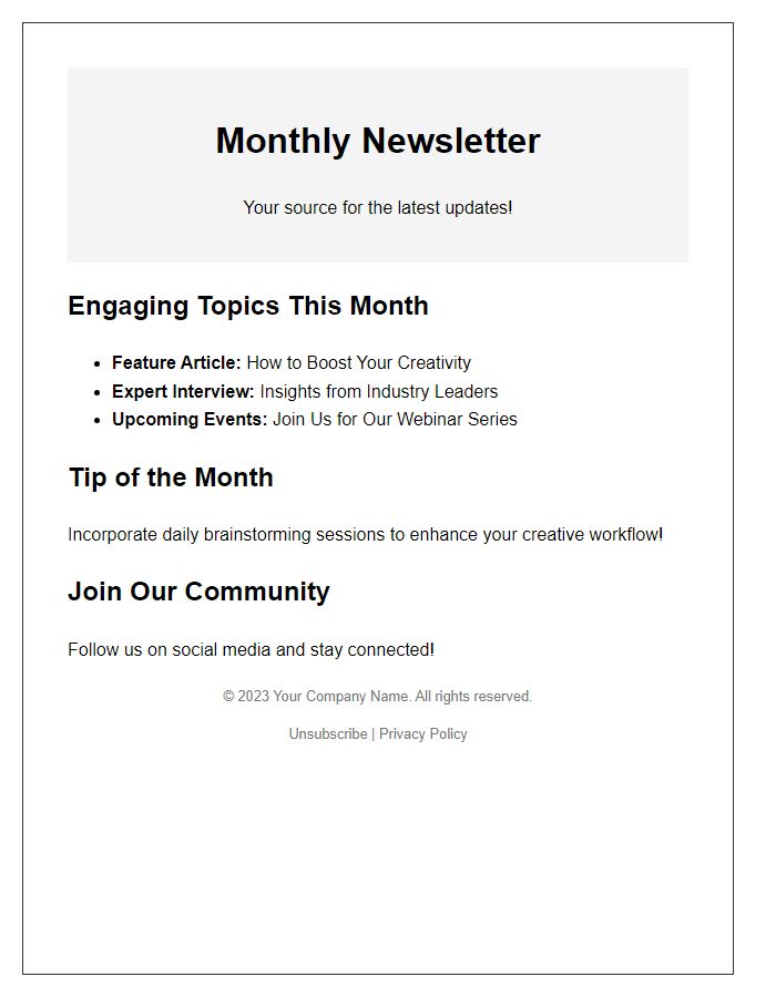 Letter template of an engaging newsletter creative workflow.