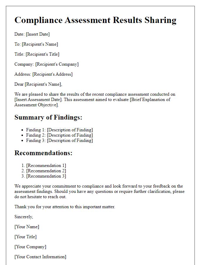 Letter template of Compliance Assessment Results Sharing