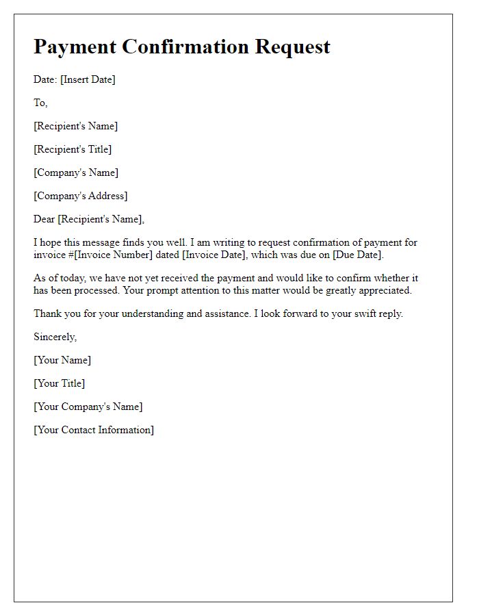 Letter template of request for payment confirmation.