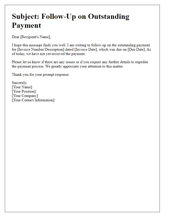 Letter template of rapid payment follow-up.