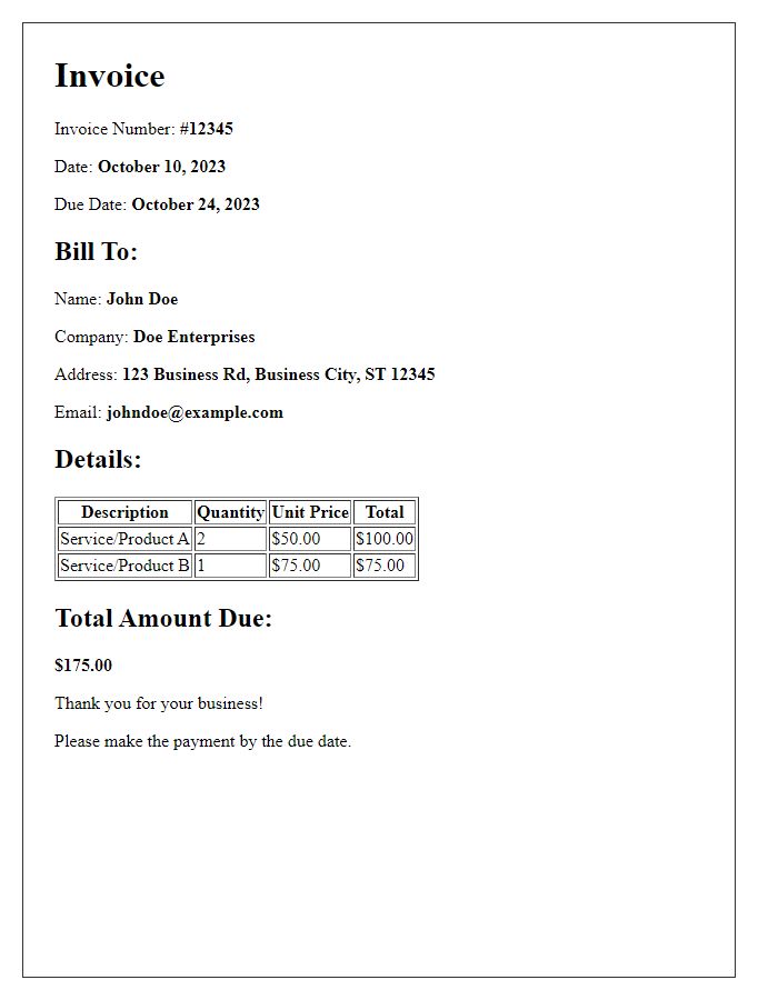 Letter template of invoice document for your convenience.