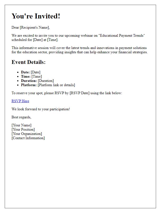 Letter template of invitation to our educational payment trends webinar.