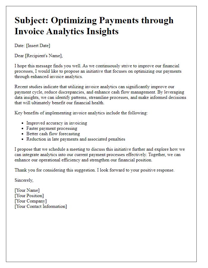 Letter template of Optimizing Payments through Invoice Analytics Insights