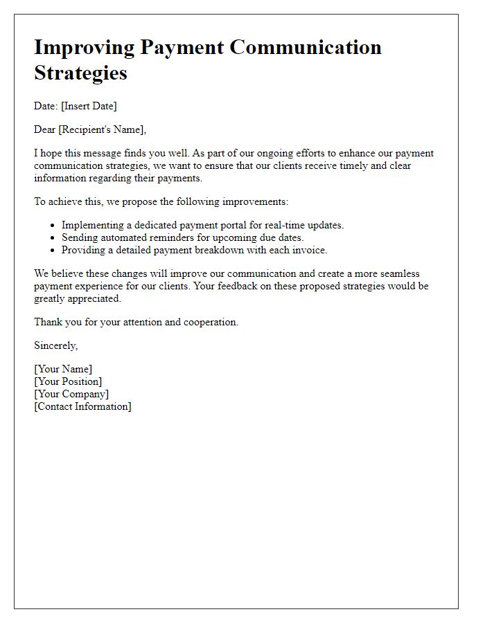 Letter template of Improving Payment Communication Strategies