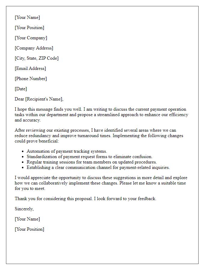 Letter template of streamlining payment operation tasks.