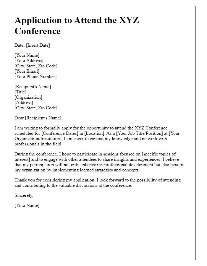 Letter template of formal application to join conference