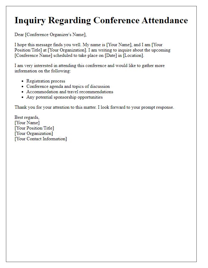 Letter template of inquiry for conference attendance