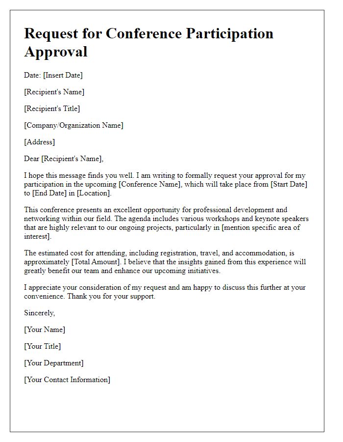 Letter template of request for conference participation approval