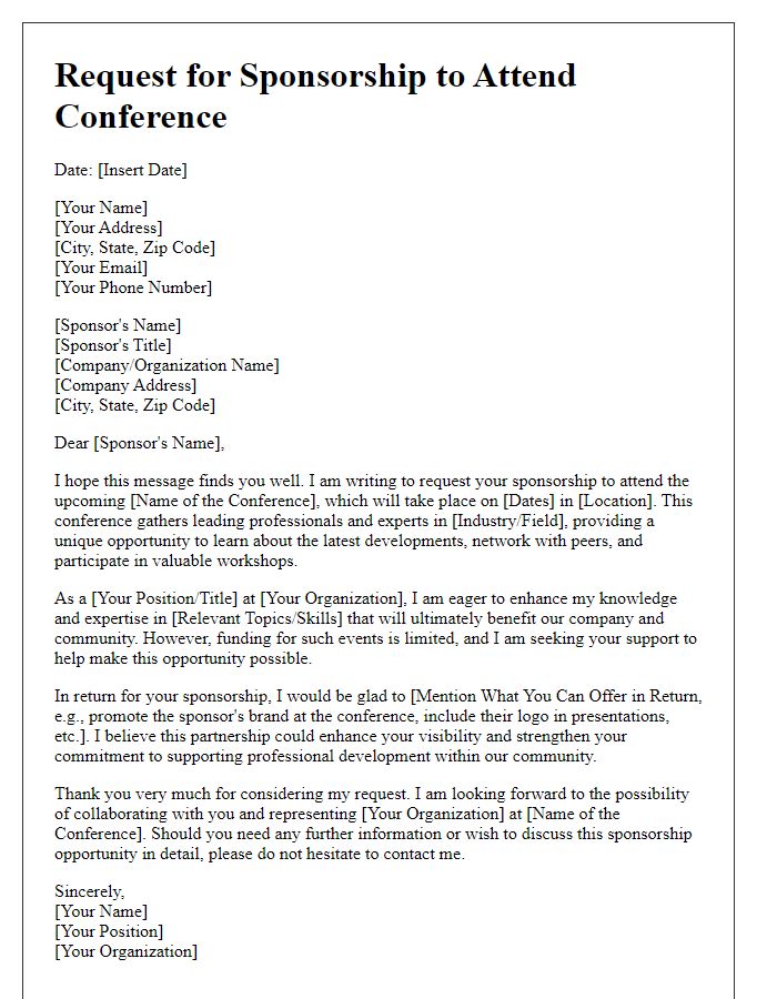 Letter template of request for sponsorship to attend conference