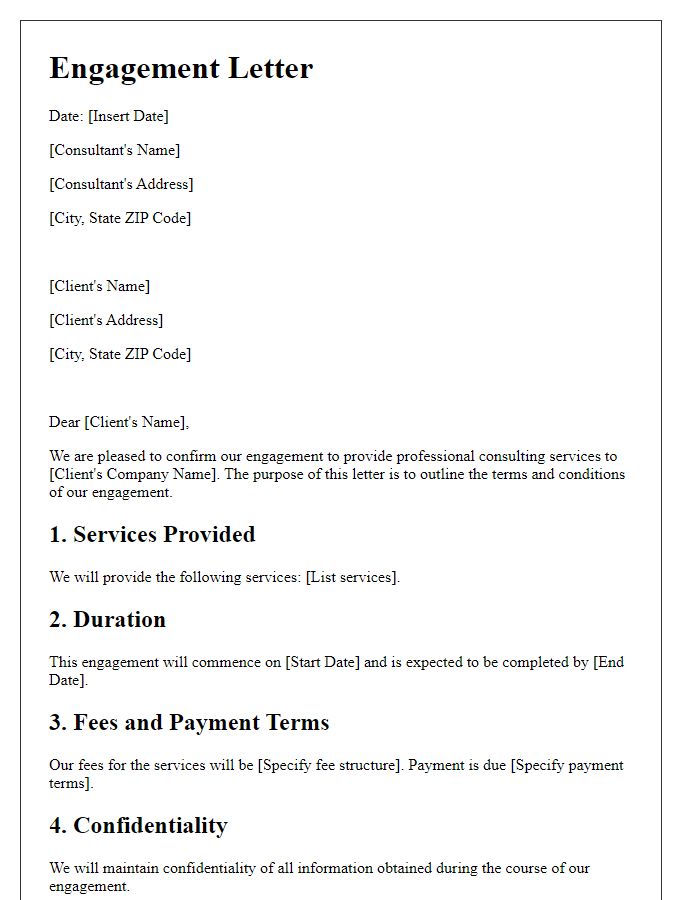 Letter template of engagement for professional consulting