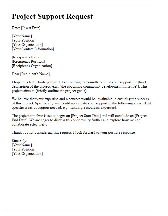 Letter template of project support request