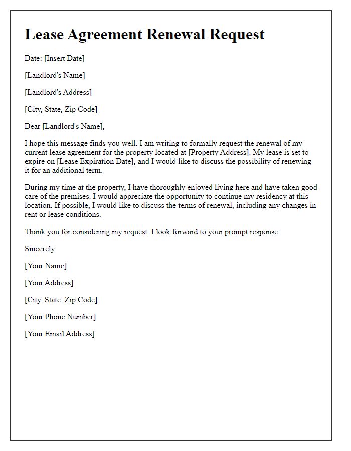 Letter template of lease agreement renewal request