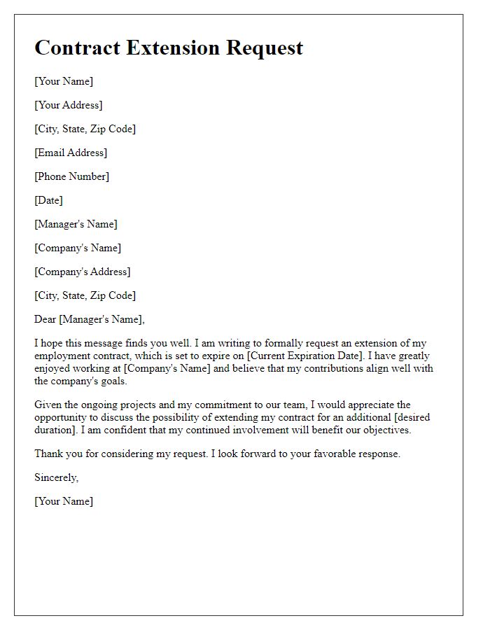 Letter template of employee contract extension request