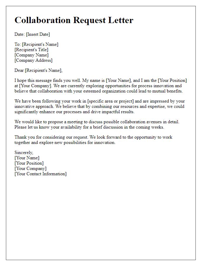 Letter template of collaboration request for process innovation