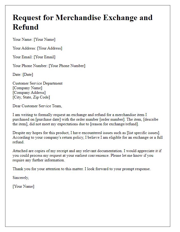 Letter template of appeal for merchandise exchange and refund.