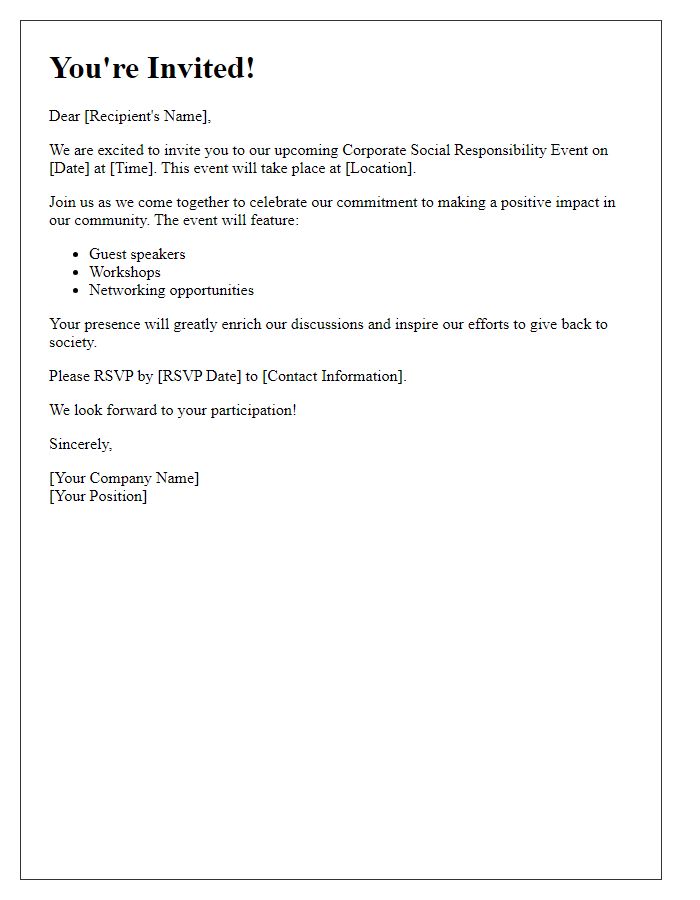 Letter template of Corporate Social Responsibility Event Invitation