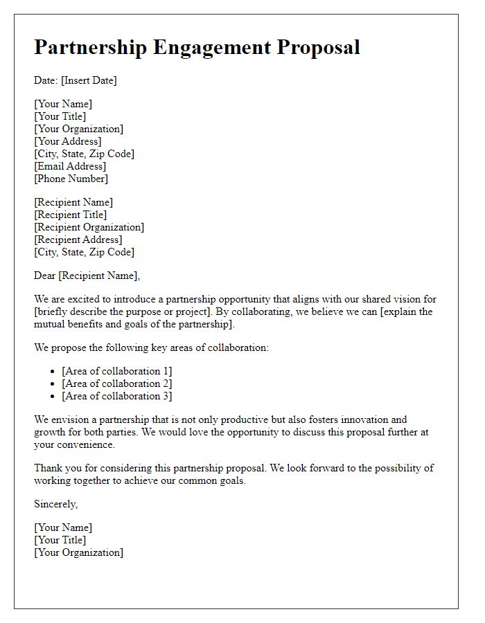 Letter template of partnership engagement proposal.