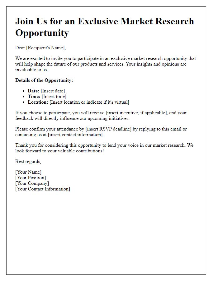 Letter template of Join Us for an Exclusive Market Research Opportunity