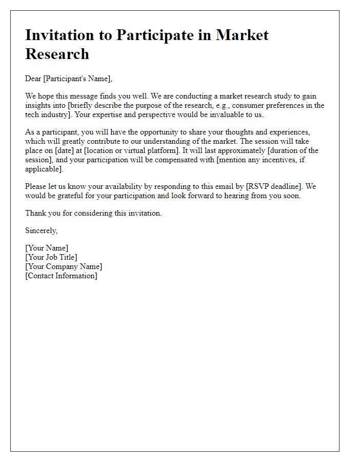 Letter template of Market Research Participation Invitation