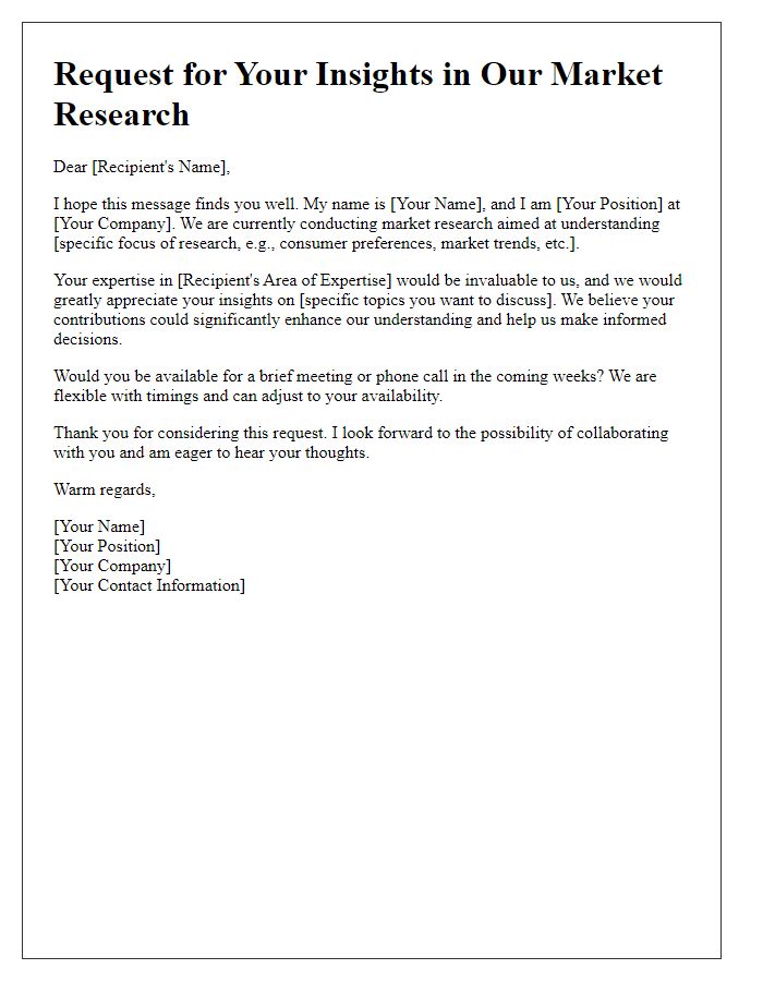 Letter template of Request for Your Insights in Our Market Research