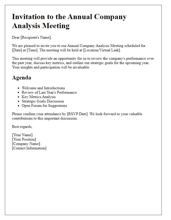 Letter template of annual company analysis meeting