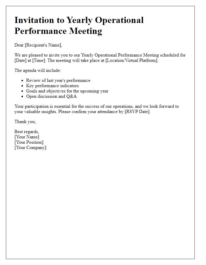 Letter template of yearly operational performance meeting