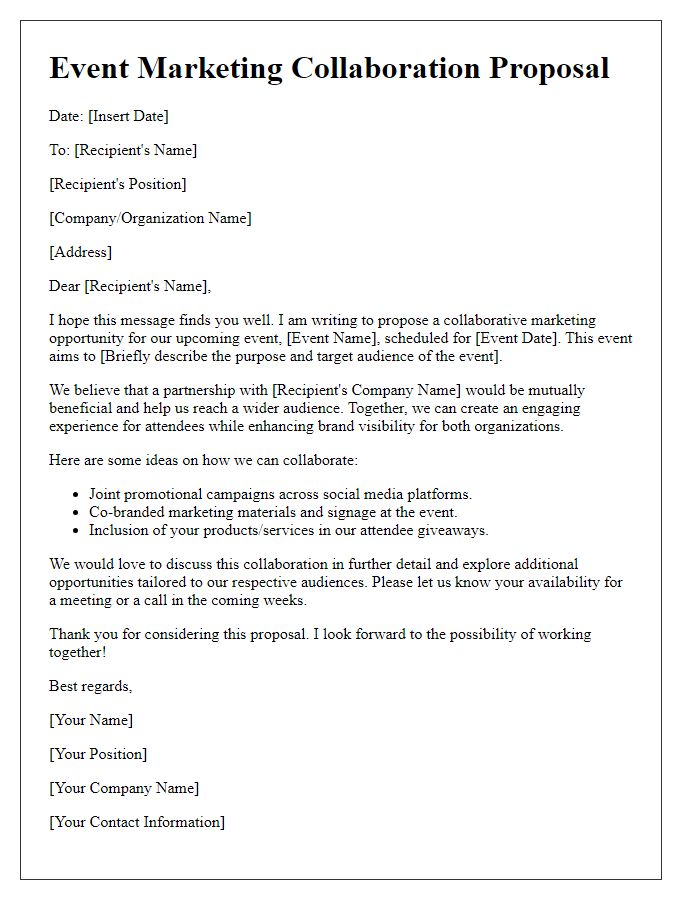 Letter template of event marketing collaboration proposal