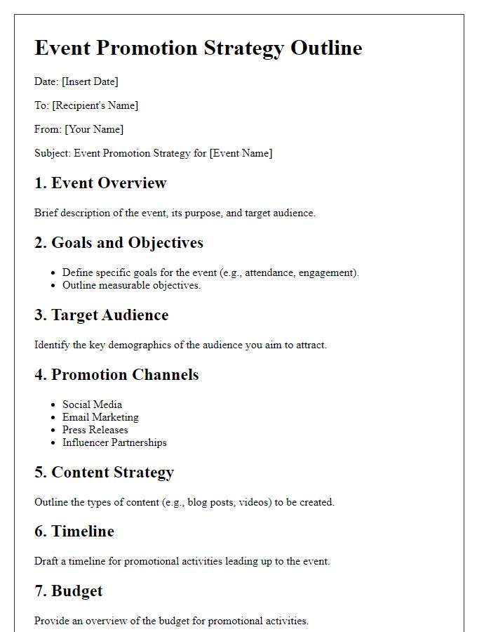 Letter template of event promotion strategy outline