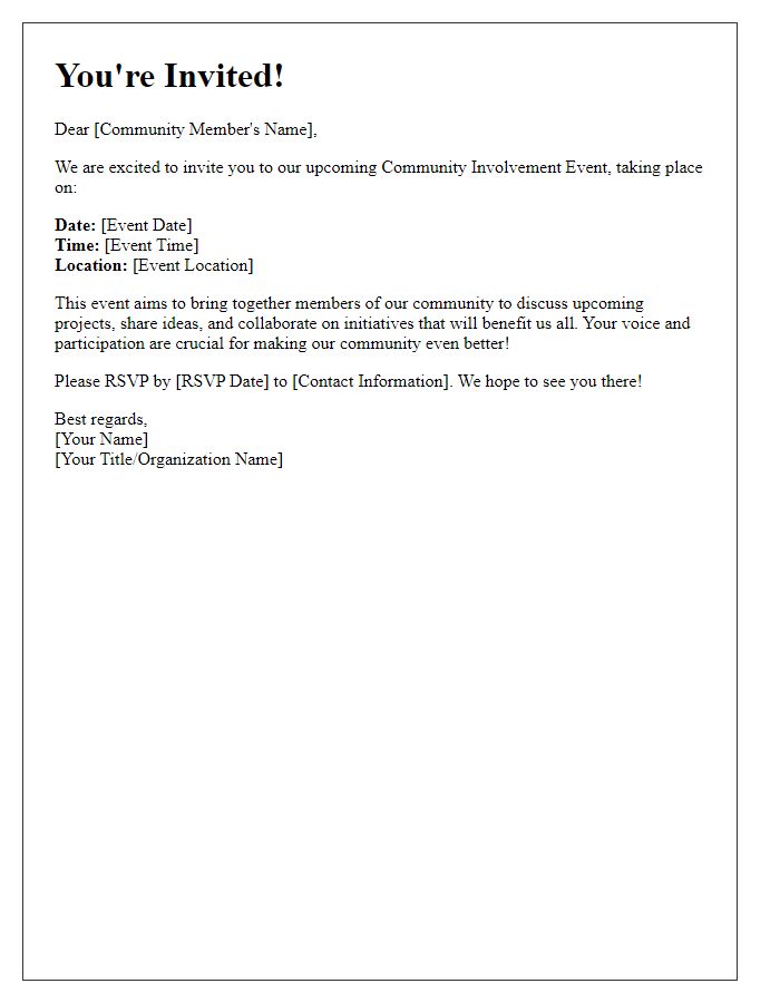 Letter template of community involvement event invitation