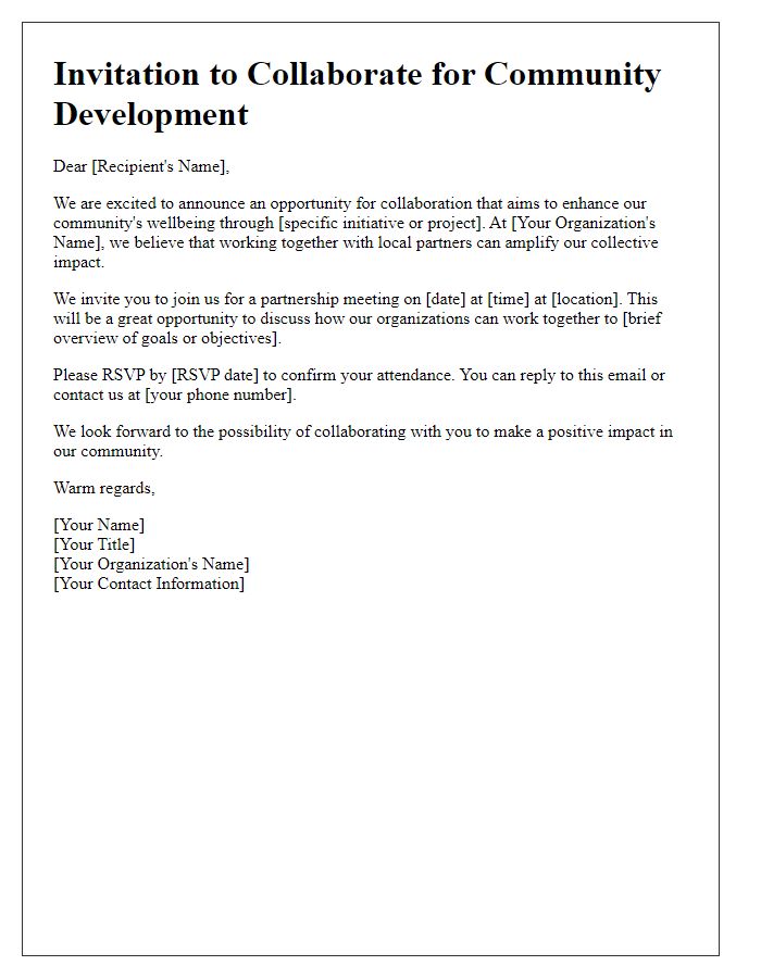 Letter template of community partnership collaboration invite