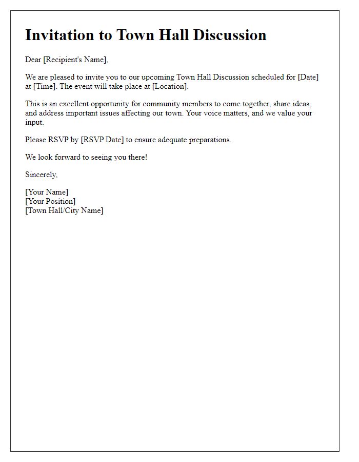 Letter template of town hall discussion invitation