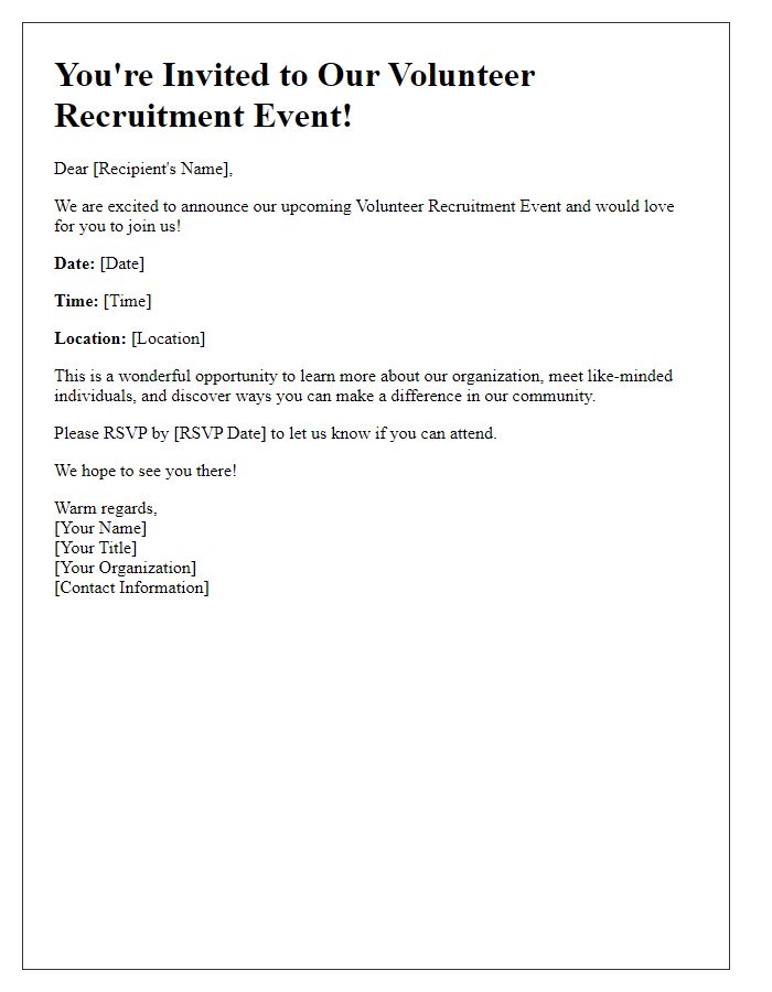 Letter template of volunteer recruitment event invitation