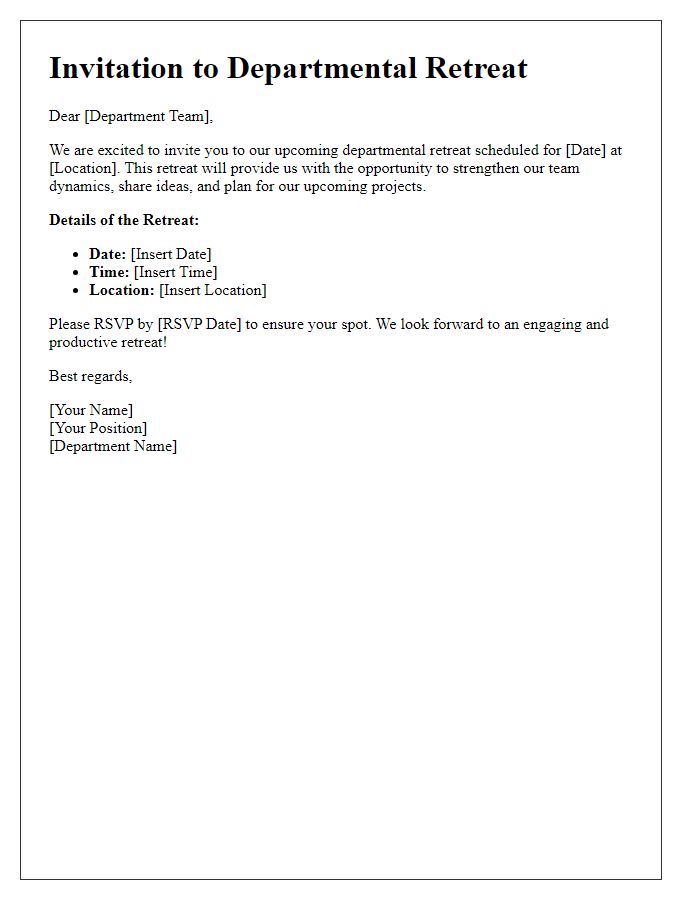 Letter template of departmental retreat invitation