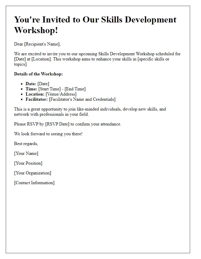 Letter template of skills development workshop invite