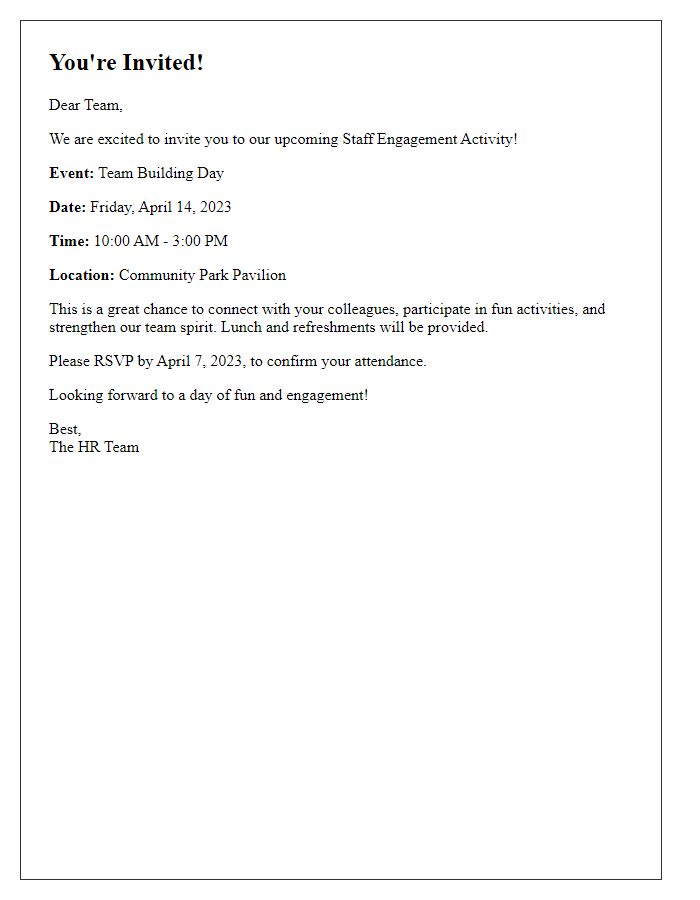 Letter template of staff engagement activity invitation