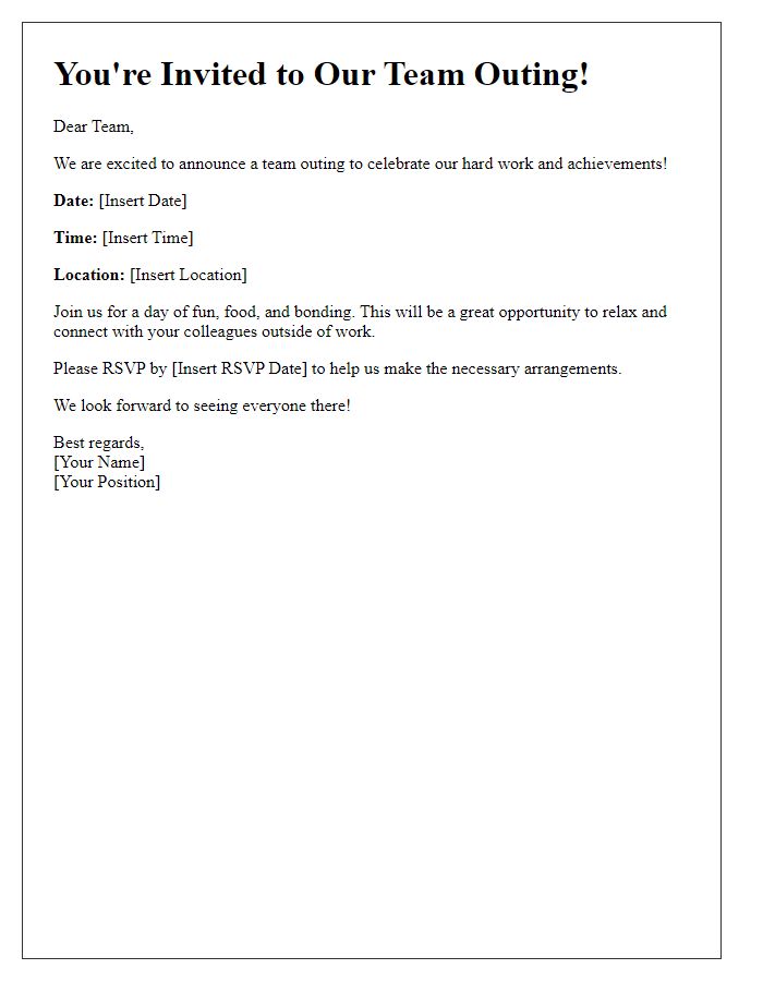 Letter template of team outing invitation