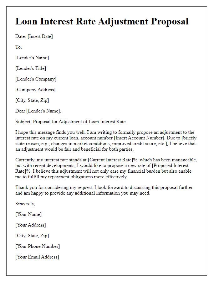 Letter template of loan interest rate adjustment proposal