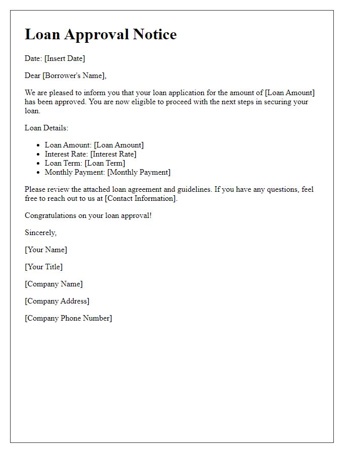 Letter template of loan approval notice