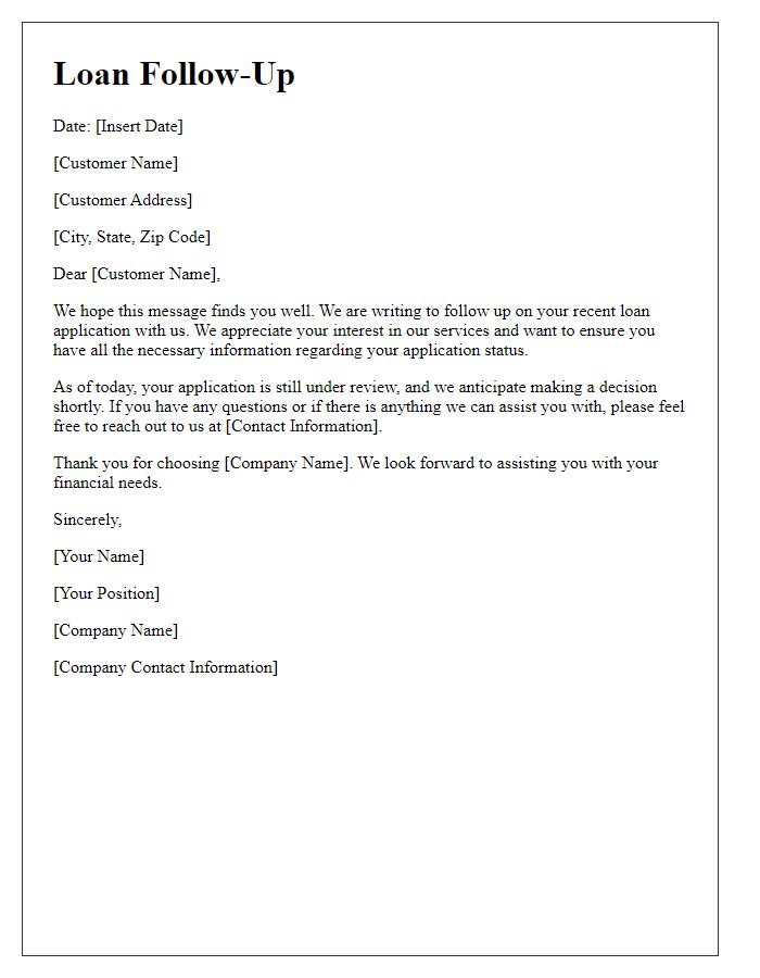 Letter template of customer loan follow-up